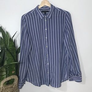 Blue and White Striped Button Down